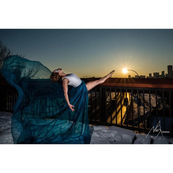 Women's Custom color Long chiffon skirt with elastic waist and full slit - Picture 7 of 8